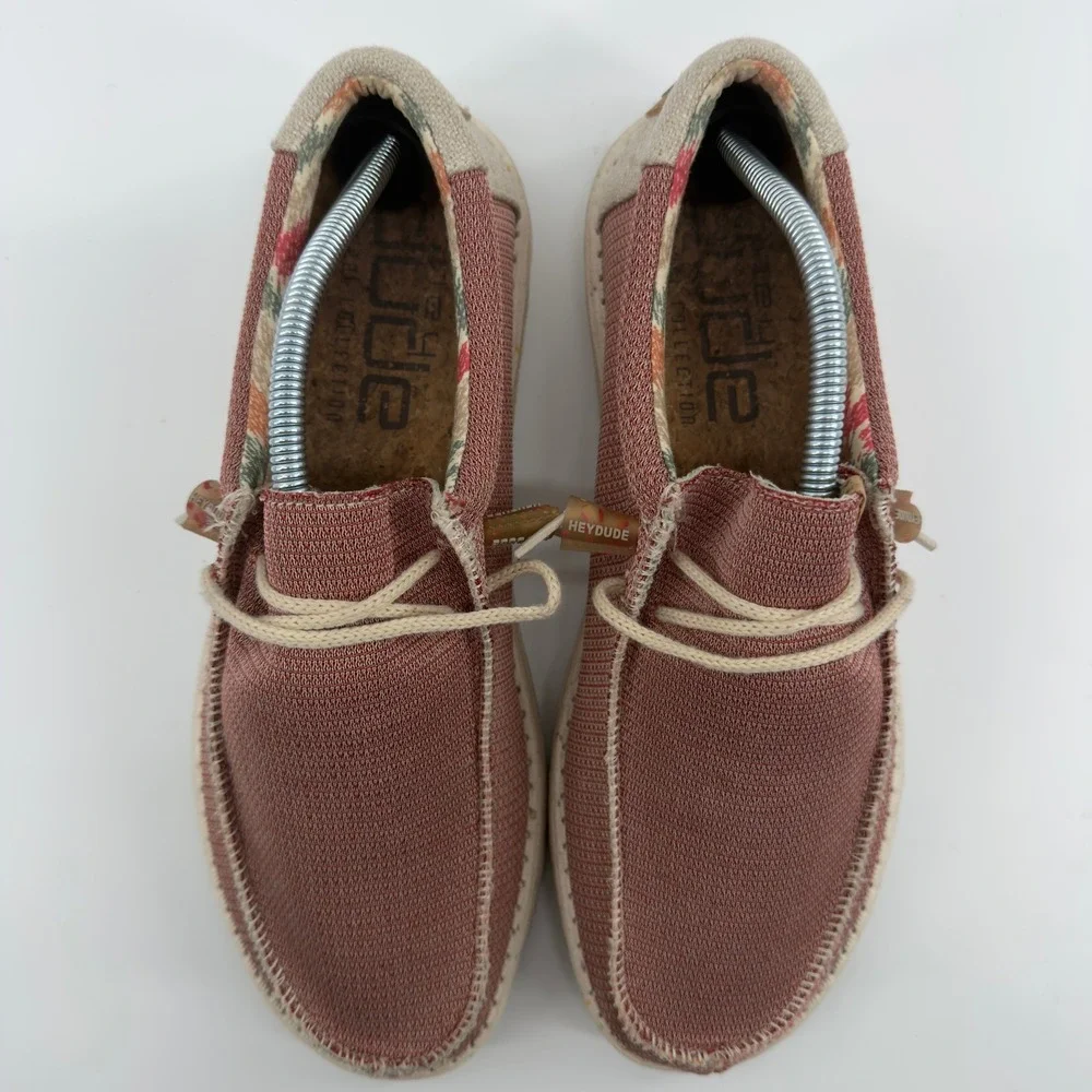 Hey Dude Wally Eco Mens 11 Rose Red Knit Slip On Loafers Shoes